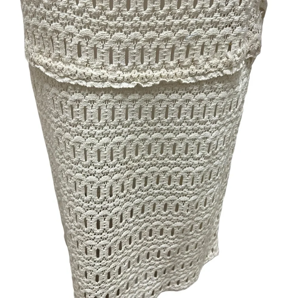 Milly Cabana Crochet Mini Dress Deep V-Neck Cream Unlined Bohemian Size‎ Medium